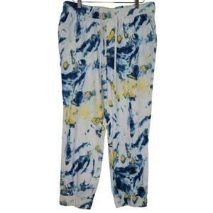 Style & Co Joggers Size 0X Blue Yellow Tie Dye Drawstring Mid Waist Ankle Casual